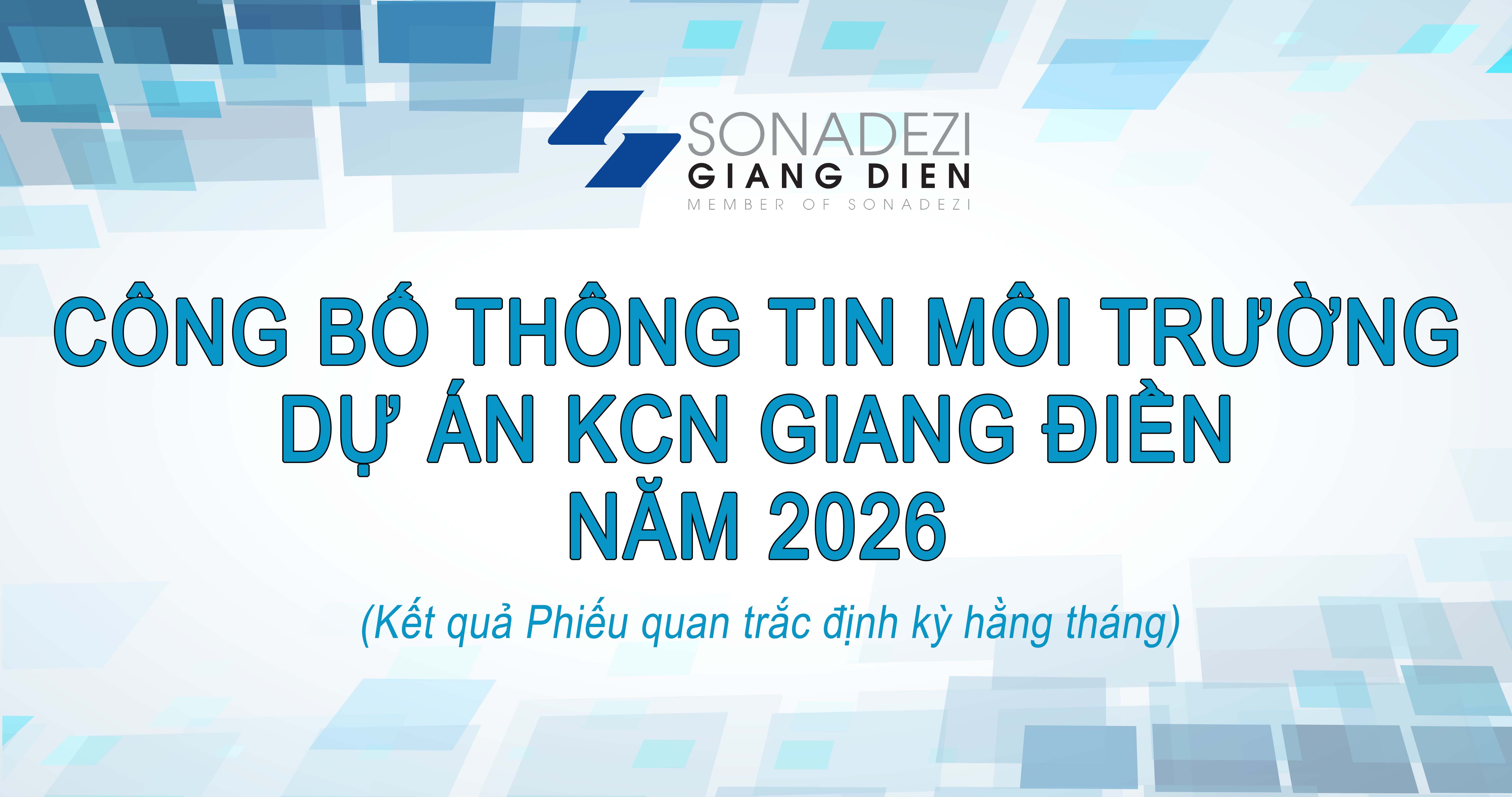 Công bố thông tin Phiếu kết quả quan trắc chất thải tự động Nhà máy Xử lý nước thải tập trung số 1 và 2 tại KCN Giang Điền